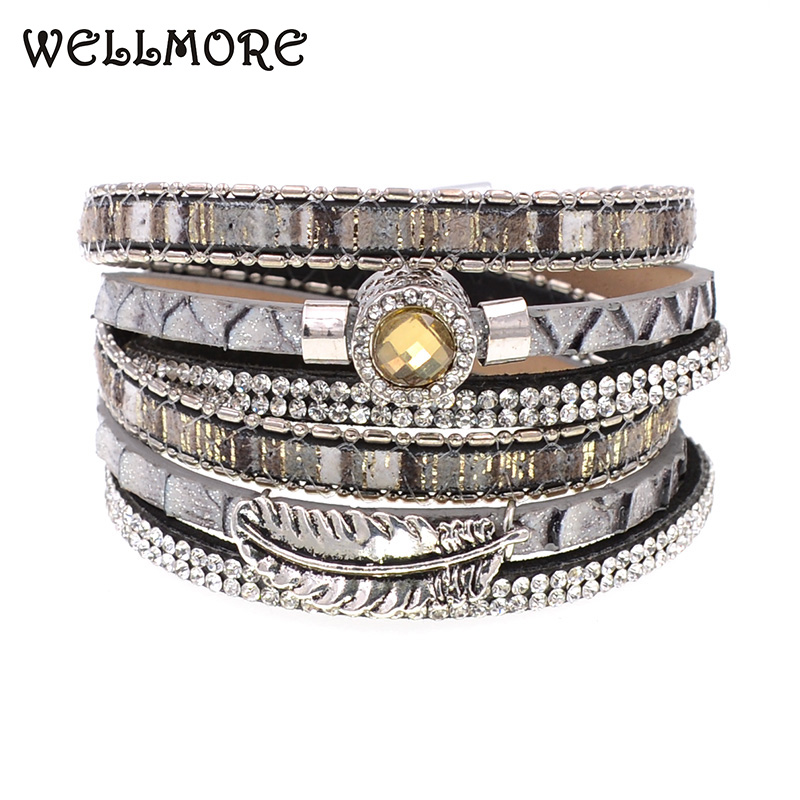 

WELLMORE leather bracelets wrap bracelets Bohemian bracelets&bangles for women Christmas gift jewelry wholesale