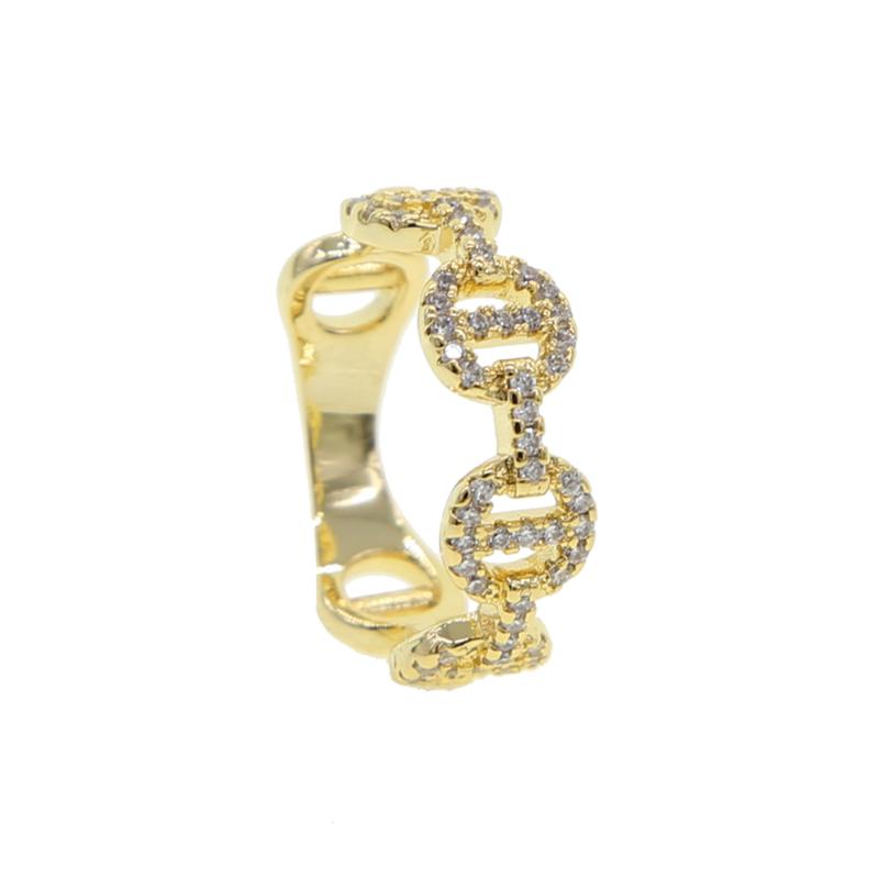 

link chain cz cubic zirconia Gold Color classic ring fashion women jewelry trendy cz link chain Wedding Band finger rings
