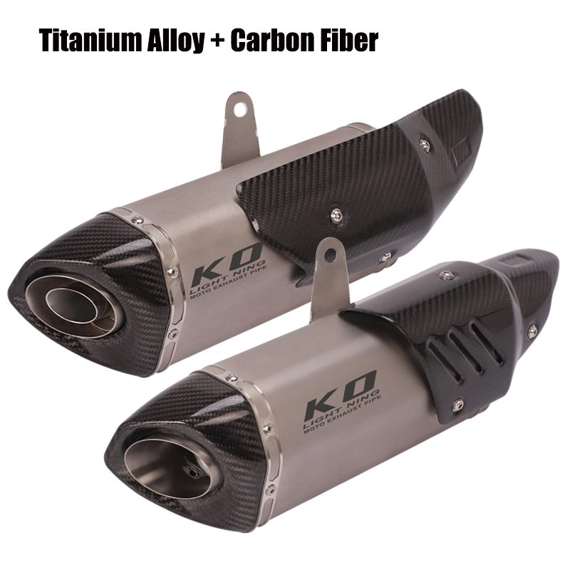 

470mm Exhaust Tips With Carbon Heat Shield Vent Pipe Muffler Modified Exhaust Pipe 38-51mm For Universal Motorcycle Dirt Bike