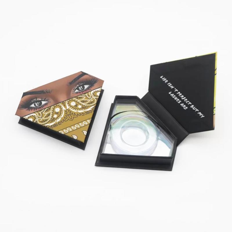 

Mix Lash Packaging Wholesale Empty Lashes Packaging Boxes Rhombus Irregular Mink Lasehs Case eyelash Diamond makeup