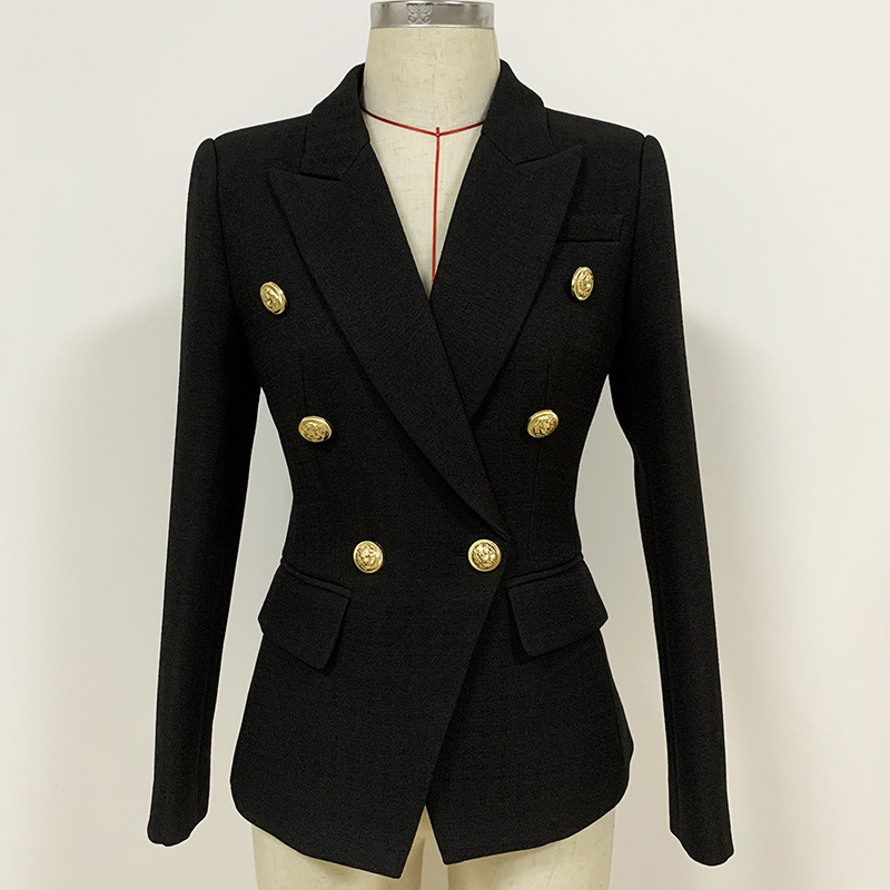 

Double Breasted Fashion Women Slim Jacket 2020 Elegant V Neck Long Sleeve Slim White Black Coat Ladies