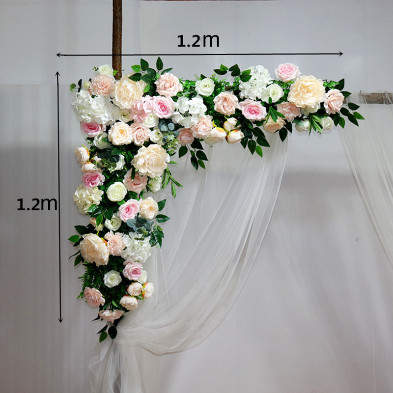 

1pc 120cm Wedding arch flower row floral artificial flowers wall wedding stage background Home decorative fake flower display, Style 11