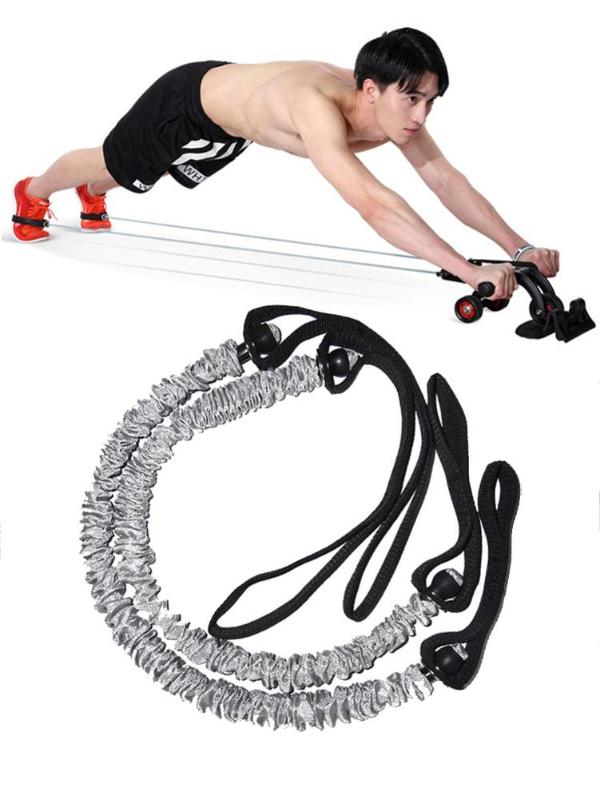 

1 Pair Of Abdominal Wheel Exercise Band Elastic Anti-slip Fitness Wheel Resistance Band Sports Pull Rope For Home Exercise