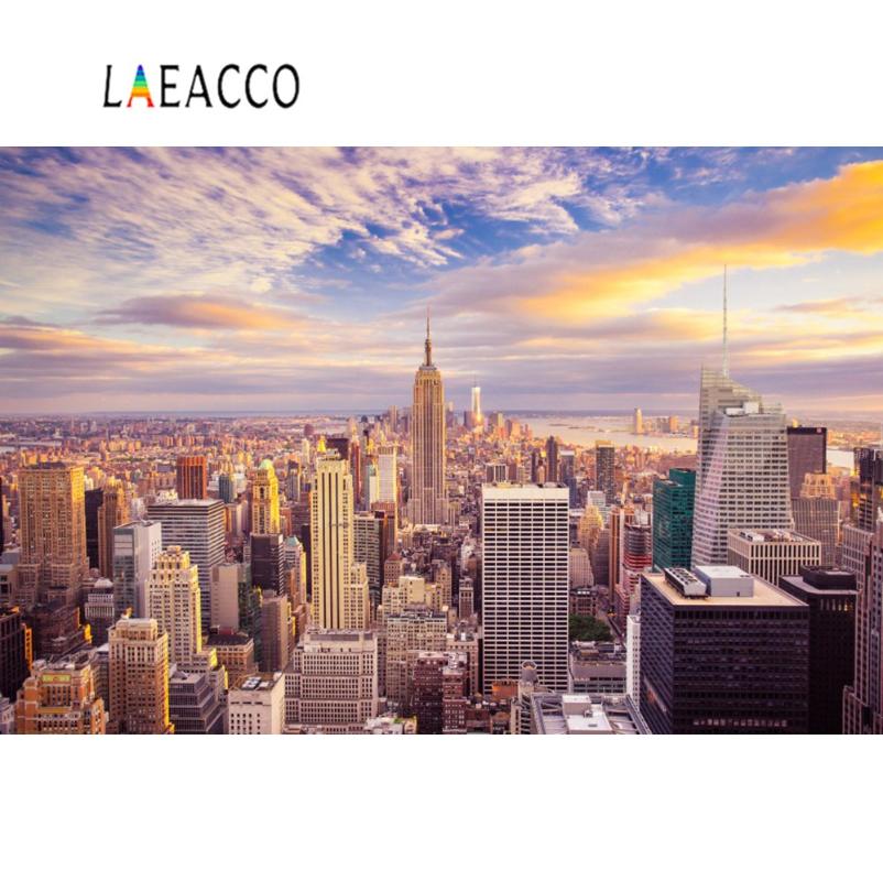

Laeacco City Buildings Scenic Sky Clouds Natural Scenic Photography Backgrounds Photographic Backdrops For Photo Studio