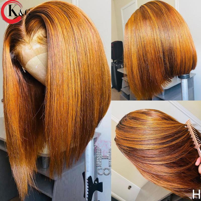 

KUNGANG Qmber Bob 4*4 Lace Closure Wigs 130% Density Lace Front Human Hair Wigs Middle Ratio wig Non-Remy Hair, 4x4 closure wig