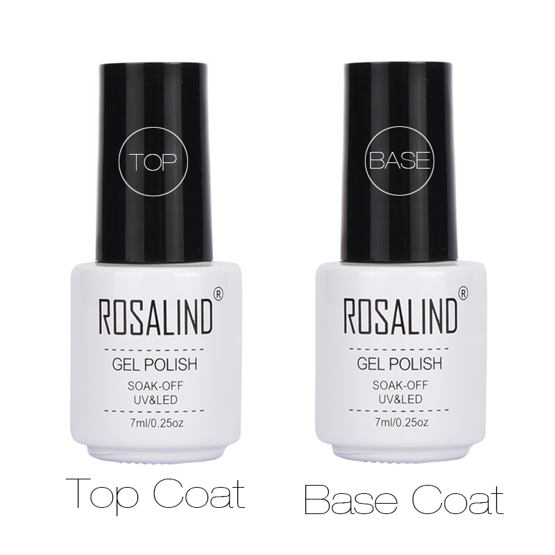 

New Fashion Rosalind Base Top Coat Gel Polish Long Lasting Black and White Bottle LED UV Soak Off Transparent Gel, L6755-1