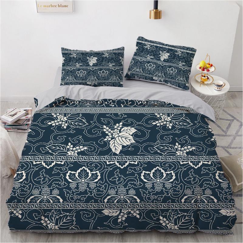 

3D Bedding Sets Quilt Covers Pillow Case Gray Plain Duvet Cover Sets Bedclothes Bed Linens Queen  Nordic Flower Home Textile, Nordic055-black