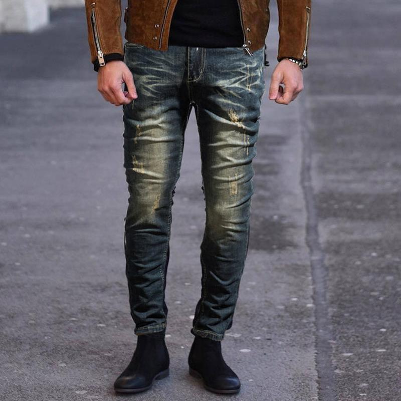 

Fashion Skinny ripped jeans for men Distressed Slim Elastic Jeans Denim Biker S-5XL pantalones hombre para hombre#g2, Dark blue 05
