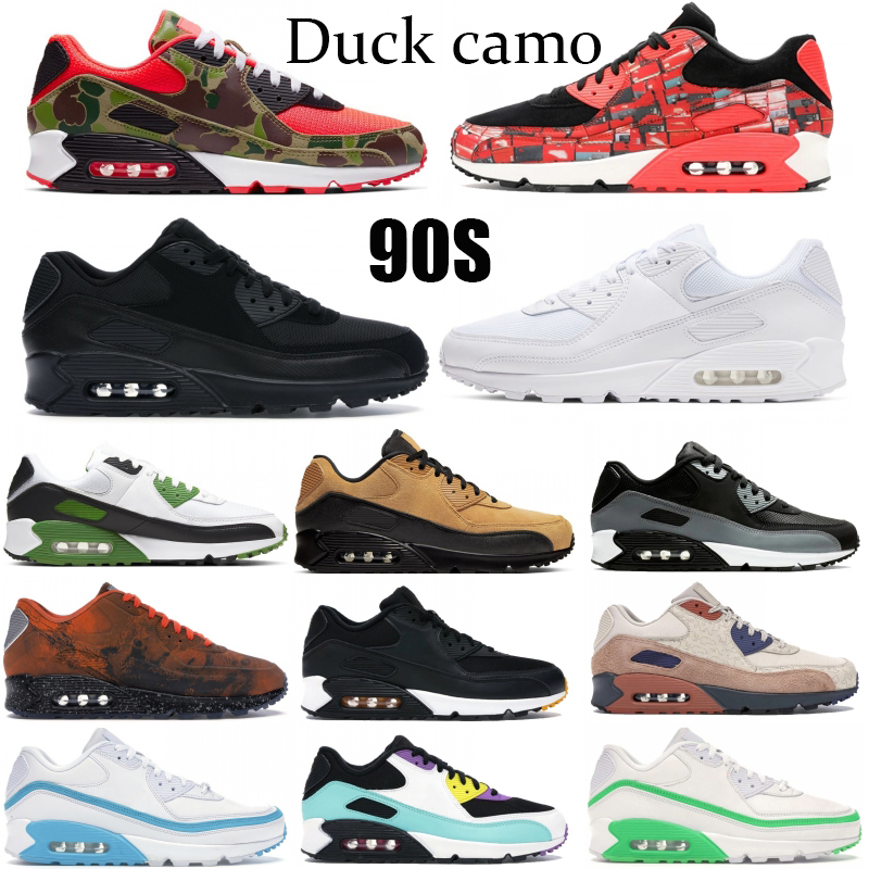 

New 90OG cushion running sneakers reverse duck green camo Mars Landing reflective UNDFTD black white sail nic men shoes atoms women trianers, 39.triple red