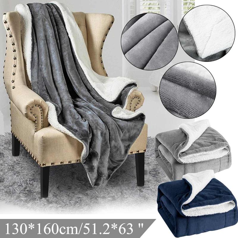 

Sherpa Lambskin Blanket Thick Double-layer Flannel Fleece Reversible Blanket Wool Lightweight Extra Soft Quilt