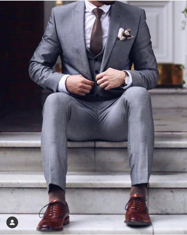 

2021 New Grey Slim Fit 3 Pieces Men Suit Costume Homme Groom Fashion Tuxedo Custom Suits Party Prom Blazer Terno Masculino, Beige
