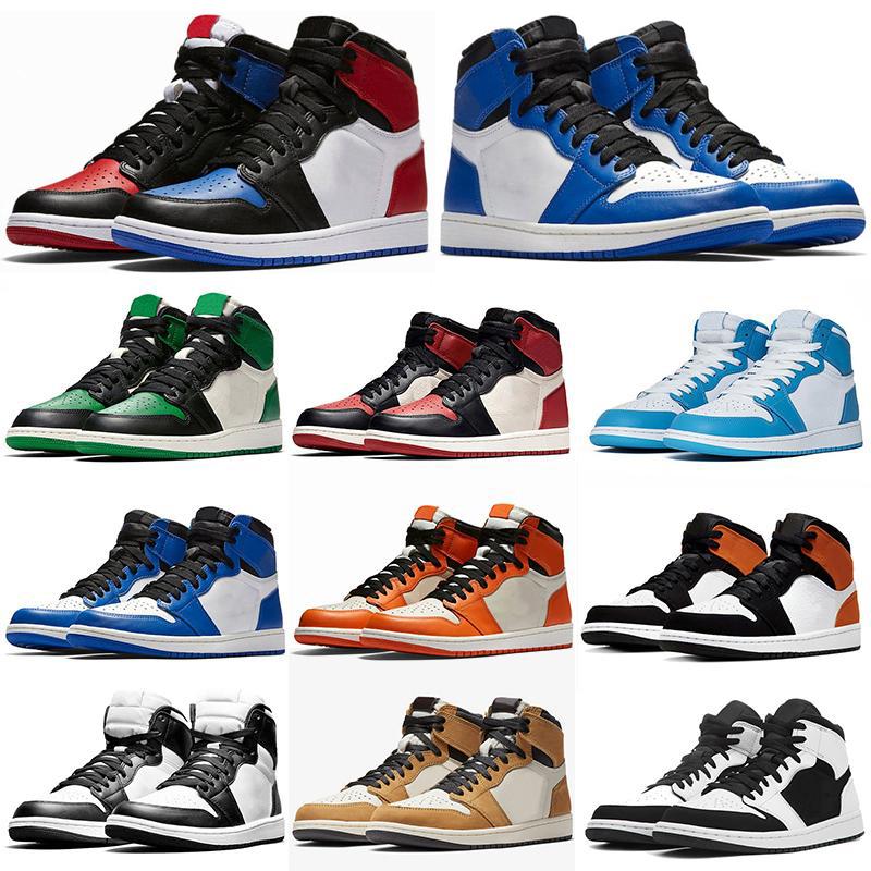 

Jumpman 1 High OG Basketball Shoes UNC Bio Hack Dark Mocha Obsidian Fearless Shattered Backboard Black Toe 1s Mens Sports Trainers Sneakers, #2