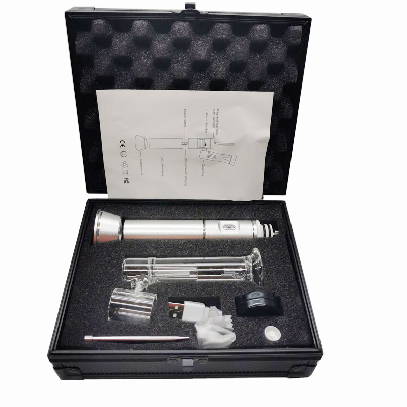 

Enails Portable Wax Pen Henail Plus Dab Rig With Quartz Titanium Nail Glass Bubble Water Bong Kits Fast Shipping, Silver