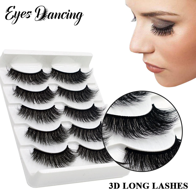 

Eyes Dancing 5Pairs 3D Faux Mink Lashes Cross Volume Thick Eyelashes Wispy Makeup Beauty Eyelashes Natrual Long