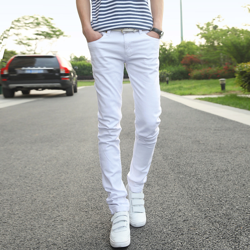 

Mens Jeans Fashion Business Casual 2020 White Male Pants LEFT ROM Men Cowboy Trousers Size  Simple Style Design Popular Trend