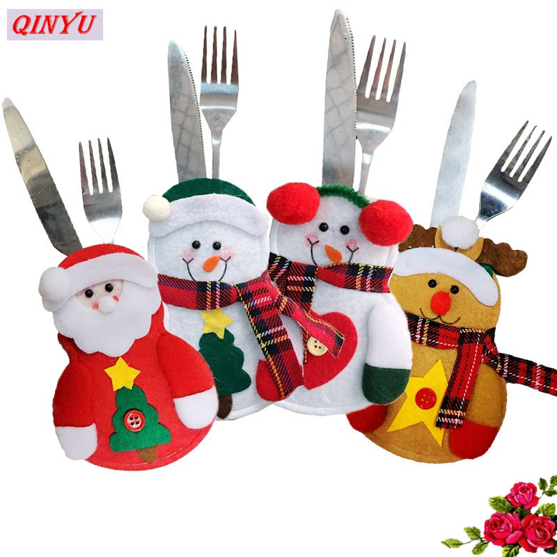 

2020 Xmas Aupplies Snowman Knife Fork Bags 1pcs Dinner Cutlery Bag Christmas Table Decoration 6zHH107