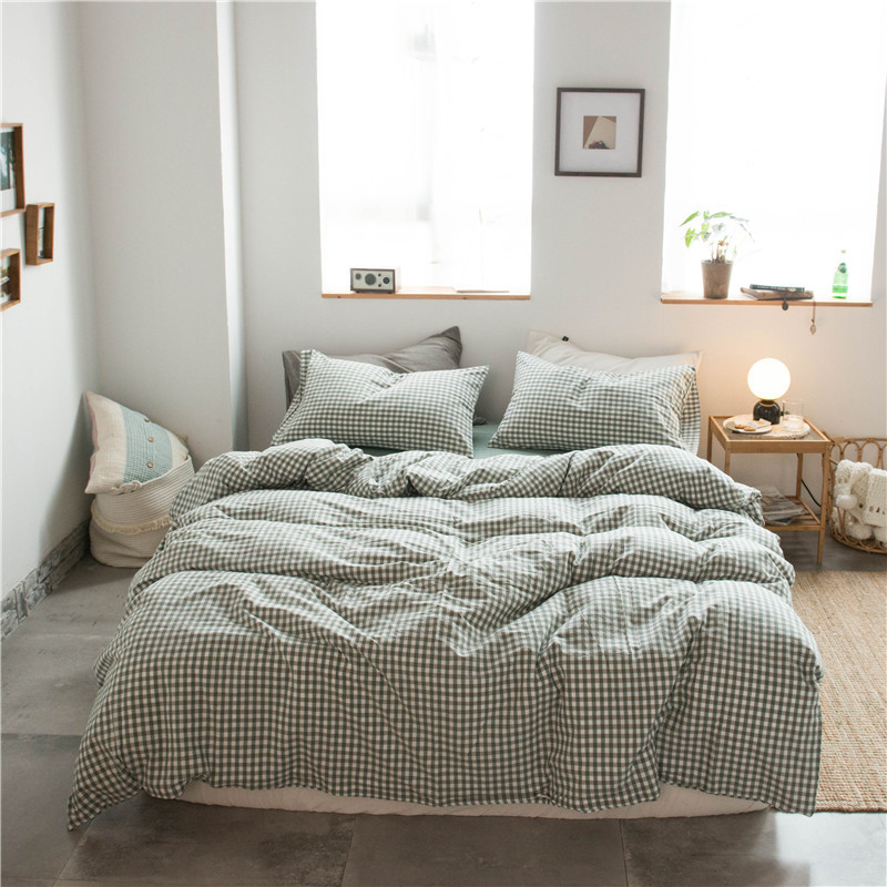 

3/4 pcs duve SET Home bedding set soft yarn dyed duvet cover pillowcase sheet queen king  size comforter case