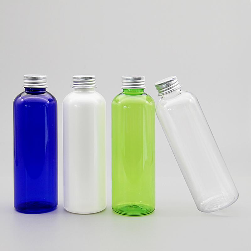 

250ml Empty Refillable Plastic Container With Gold Silver Bronze Aluminum Screw Cap Lotion Toner Shampoo Bottles For Travel
