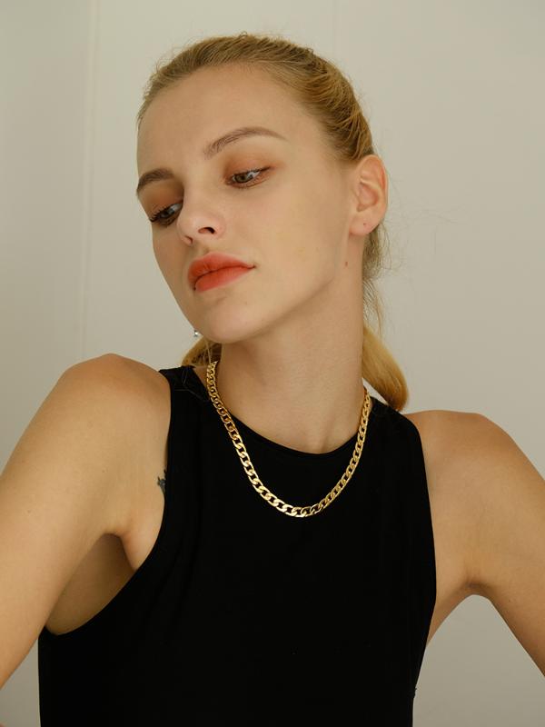 

Timeless Wonder Brass Geo Curved Chains Choker Necklace Women Jewelry Punk Designer Ins Trendy Hip Hop Top Stylist New Ins 5442