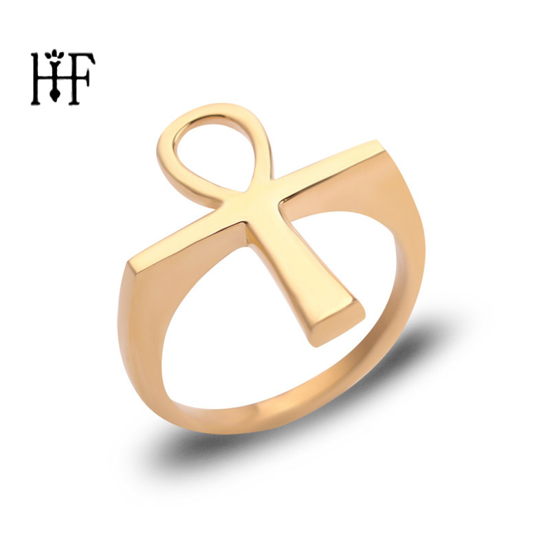 

Immortal" Anka Egyptian Cross Ring of Life Gold Tone Gold Color Mysterious Symbol Men Women Egypt Jewelry Anel Aneis