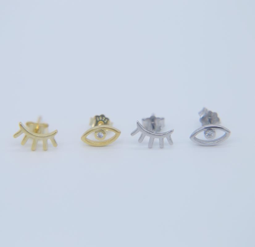 

top quality tiny mini cute girl jewelry anti allergy 100% 925 sterling silver eyelash cute minimal dainty stud earring
