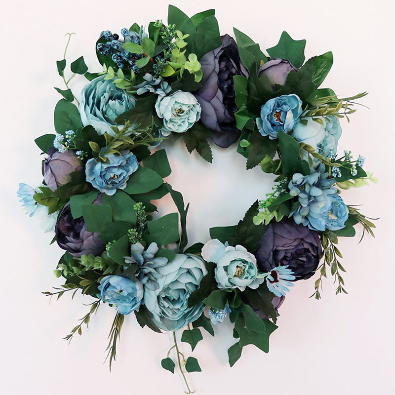

Artificial wreath flower DIY wedding home living room party pendant wall decor Christmas garland gift rose peony Purple