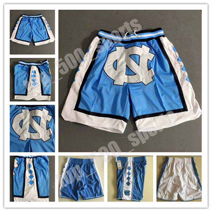 

2020 Just NCAA North Carolina Tar Heels Shorts New Breathable Sweatpants Teams Classic Sportswear College Basketball Shorts Zipper pockets, Black