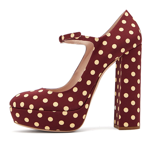 

ENMAYER Ladies Heels Round Toe High Heel Evening Shoes Woman Chunky Platforms Polka Dot Platform Mary Jane Pumps womens shoes, Blue