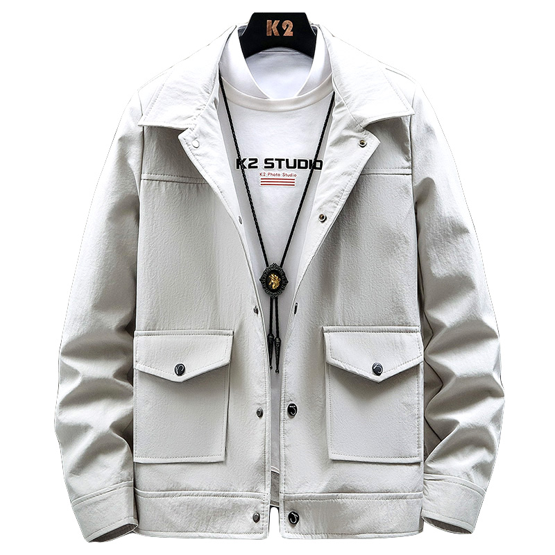 

Casual Cargo Jacket Men Coat Army Pilot Single-breasted Jacket Bomber Force Autumn sports coats Cargo Workout Coat, Beige