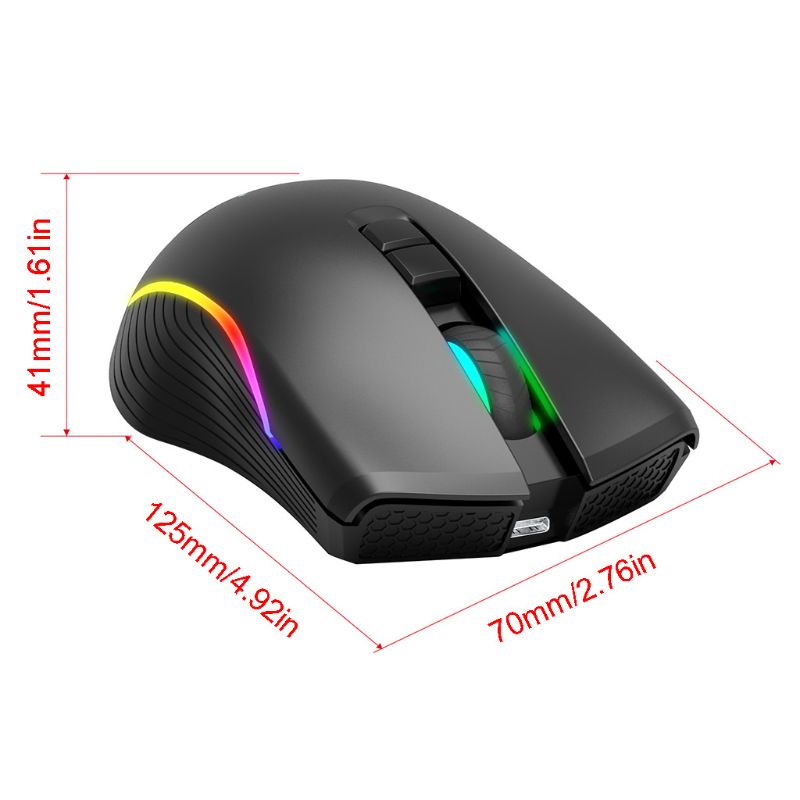 

2.4Ghz Wireless Gaming Mouse Rechargeable 2400DPI Adjustable RGB Gamer Mice