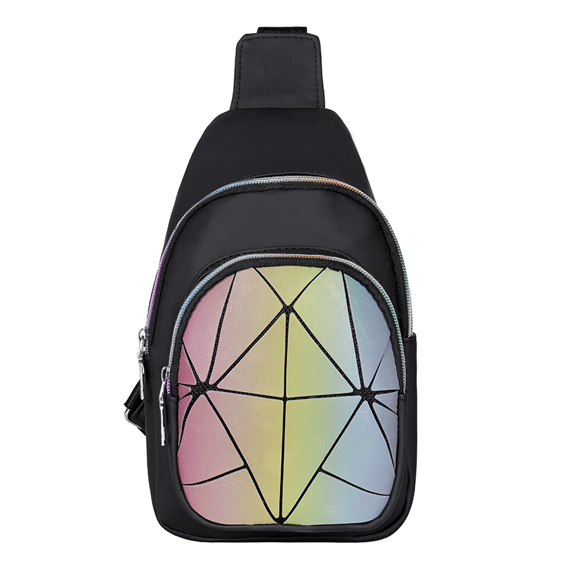 

2020 fashion luxury Laser Women's Handbag Female Geometric Stripe Crossbody Bag Street Hip Hop Shoulder Bags Leather Clutch Phone Bag Purse, Silver handbag