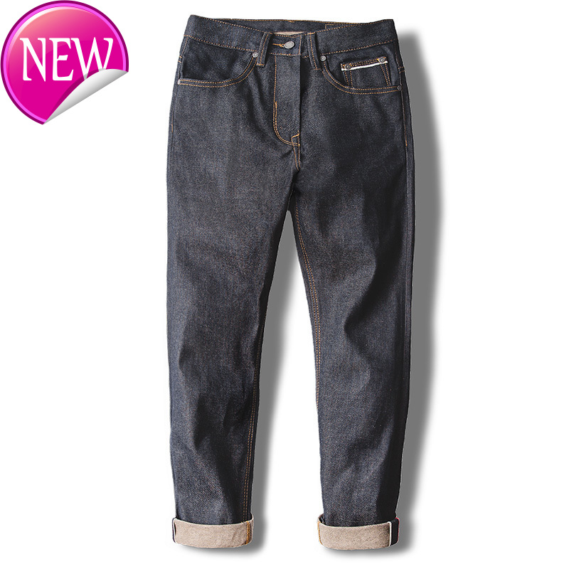 

New Vintage 2020 Regular Straight Fit Unwashed Selvedge Denim biker Jeans men, Solid colors