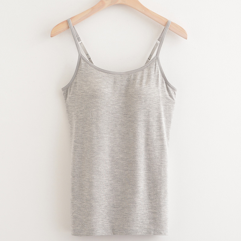

Woman Padded Camisoles Built in Shelf Spaghetti Strap Tank Top Casual Sleeveless Underwear Comfortable Sleepwear With Pads, Black