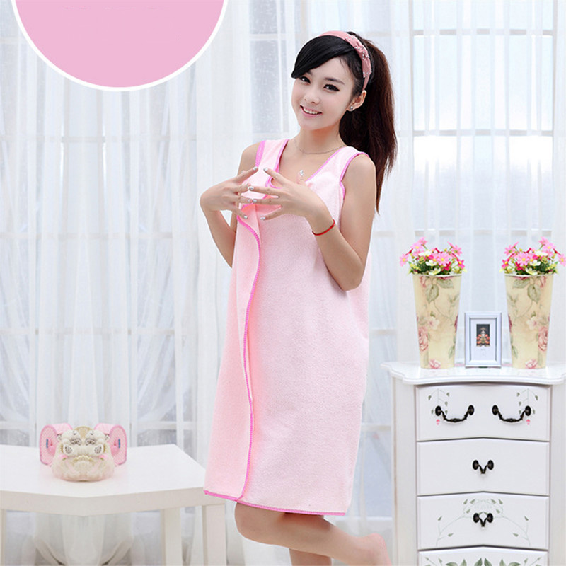 

Bathroom Women Microfiber Bath Towels for adults Wearable Beach Towel Bath Wrap Towel Gown, Pink