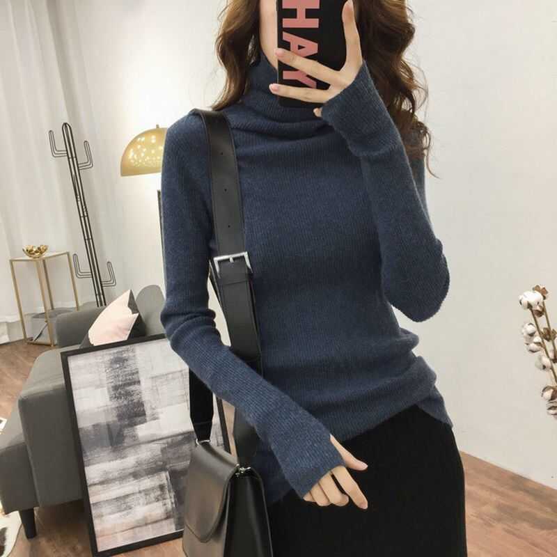 

Ay1043 2020 spring autumn winter new women fashion casual warm nice Sweater woman female sweaters and pullovers turtleneck, Black