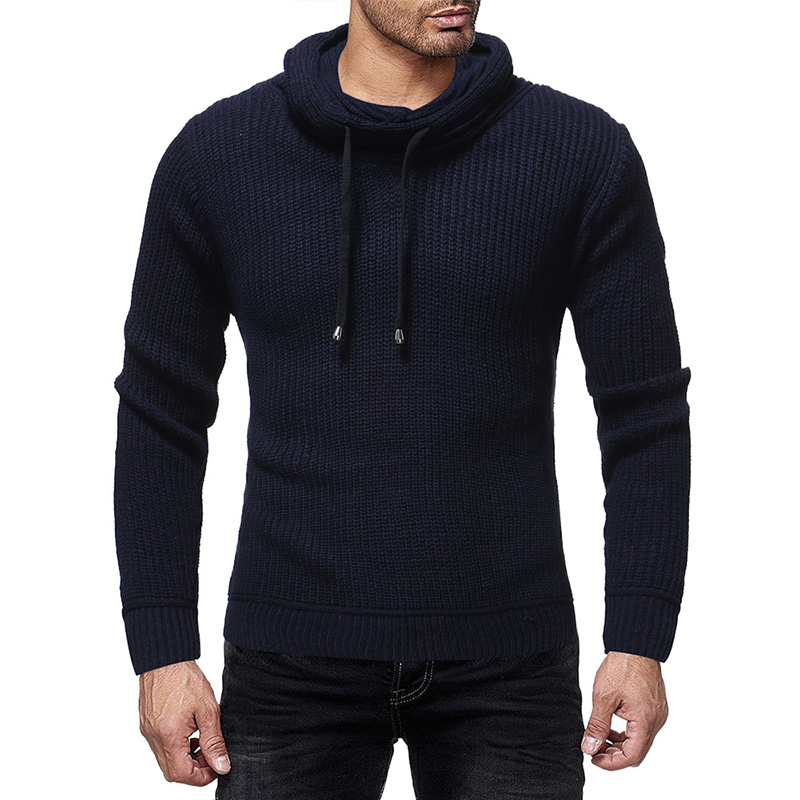 

2020 new fashion Male Brand Casual Slim Sweater Pullover Men winter Clothes Soild Color Hedging Turtleneck Men' Sweater Tops, Black