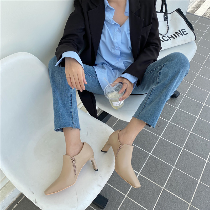 

2020 Fashion High Heels Women Heeled Shoes Genuine Leather Fashion Brand Office Ladies Shoes Thin Heel 8cm A2626, Black