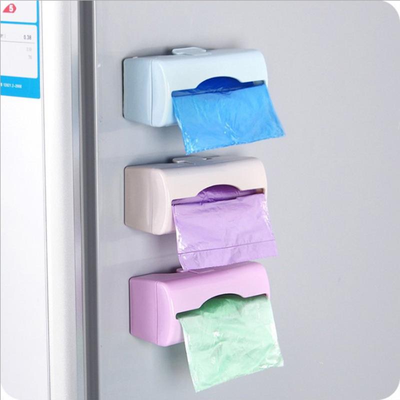 

1pc Wall-mounted Trash Bag Storage Box Plastic Garbage Bag Storage Container Multi-purpose Kitchen Gadgets Bathroom Organization