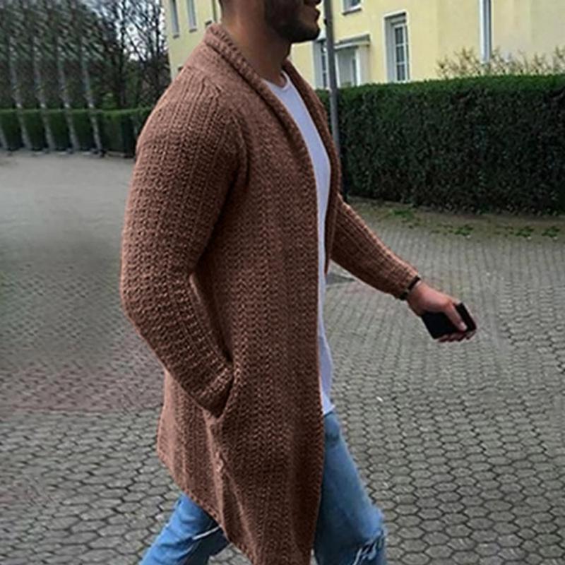 

Multicolor coat Man Casual Solid Cardigan Streetwear Long Sleeve Knitted Autumn winter Overcoat fabric soft and light, Khaki