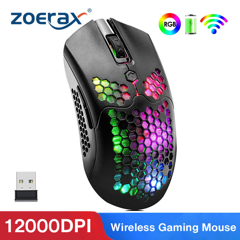 

Wireless Gaming Mouse,Rechargeable 800mA Battery, Pixart 3325 12000 DPI, RGB Backlit Wireless Mice with Programmable Drive