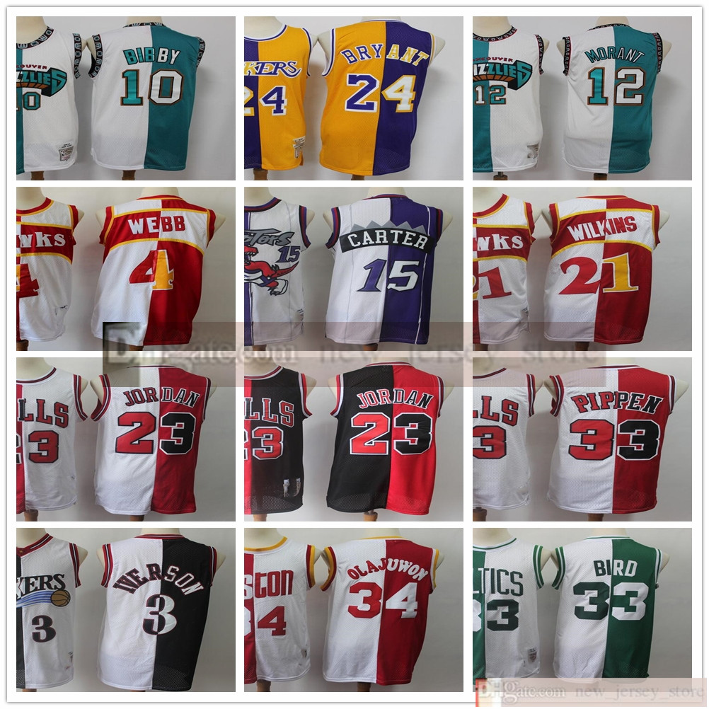 

Wholesale Retro Stitched Jerseys Top Quality Bicolor Black Red White Purple Jersey Size  M L XL XXL, As like pictures