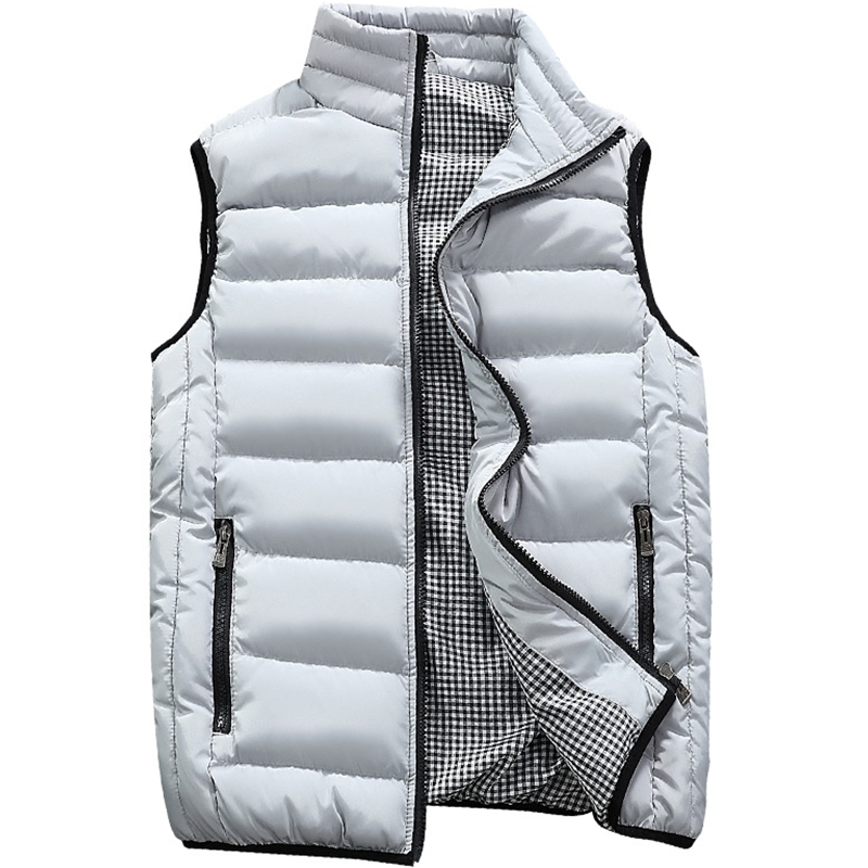 

Nice New Men Vest Winter Jackets Fashion Casual Sleeveless Coat Thick Warm Zipper Jacket Outerwear Cotton-Padded Waistcoat Man, Black