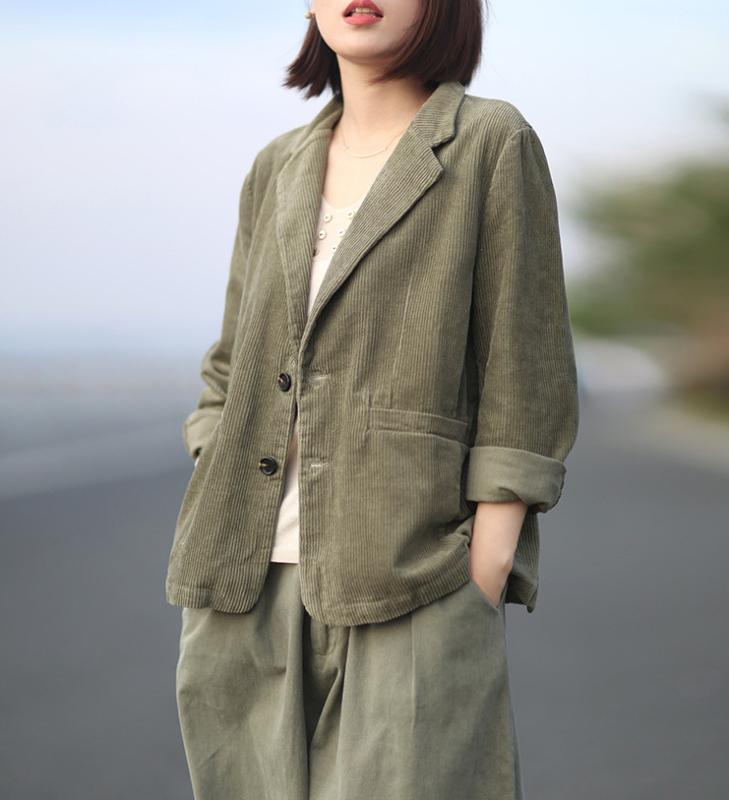

Autumn jackets Women Retro Loose Corduroy Casual Coat 2020 New Ladies Tops Cardigan Long-sleeved Mori girl jackets Tops, Gray