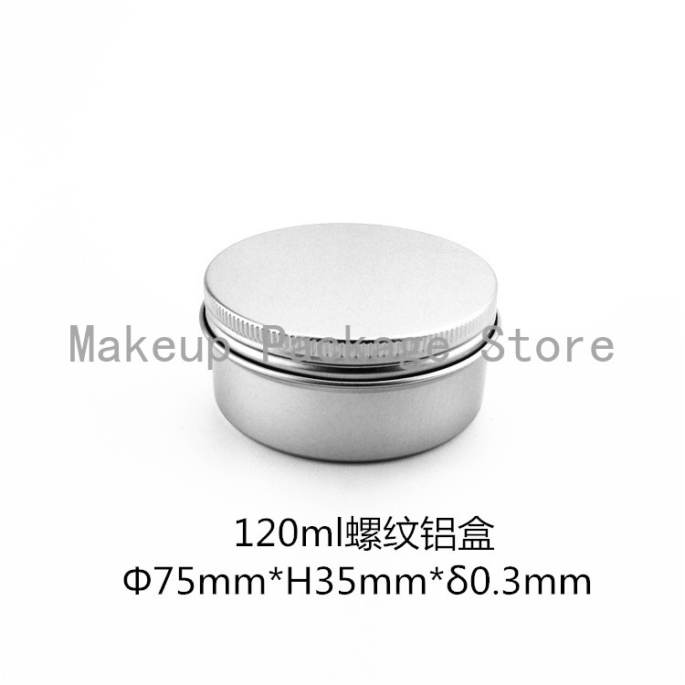 

120g refillable box empty round aluminum metal tin bottle with lids 120ml cosmetic cream box DIY seal 75*35mm aluminum jar
