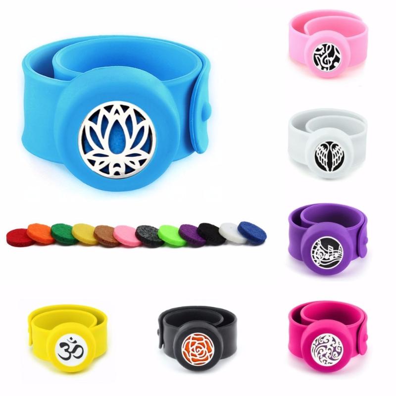 

Lotus wing rose Repellent diffuser Bracelet Steel 25mm Magnet locket Essential Oil Diffuser locket Perfume Silicone bangle 10Pad