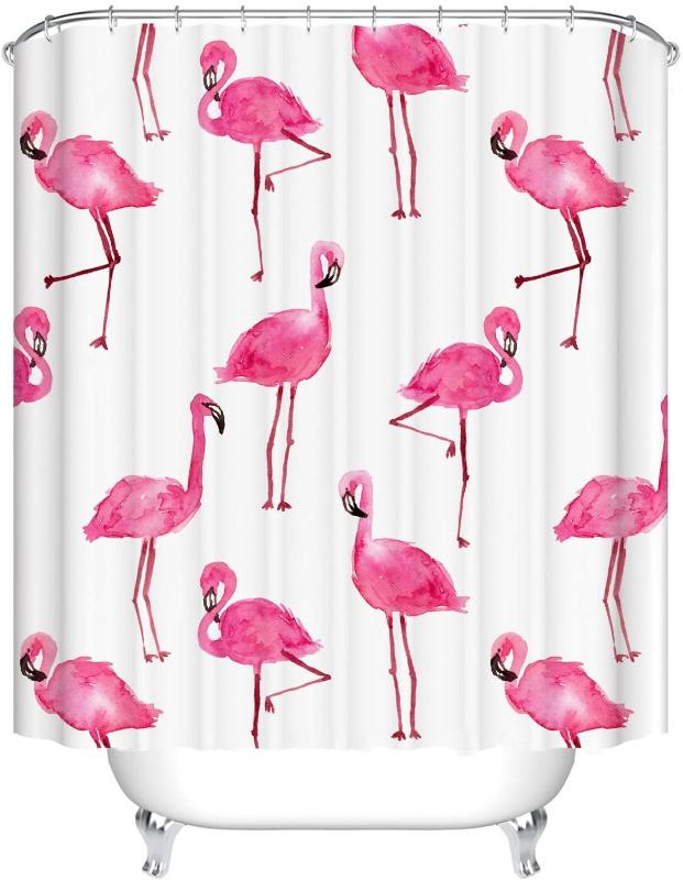 

Rideau de Douche , Imperméable Anti-moisissures Lavable Polyester Tissu Rideaux de Salle Bains, 180 x 180cm (Flamingos)