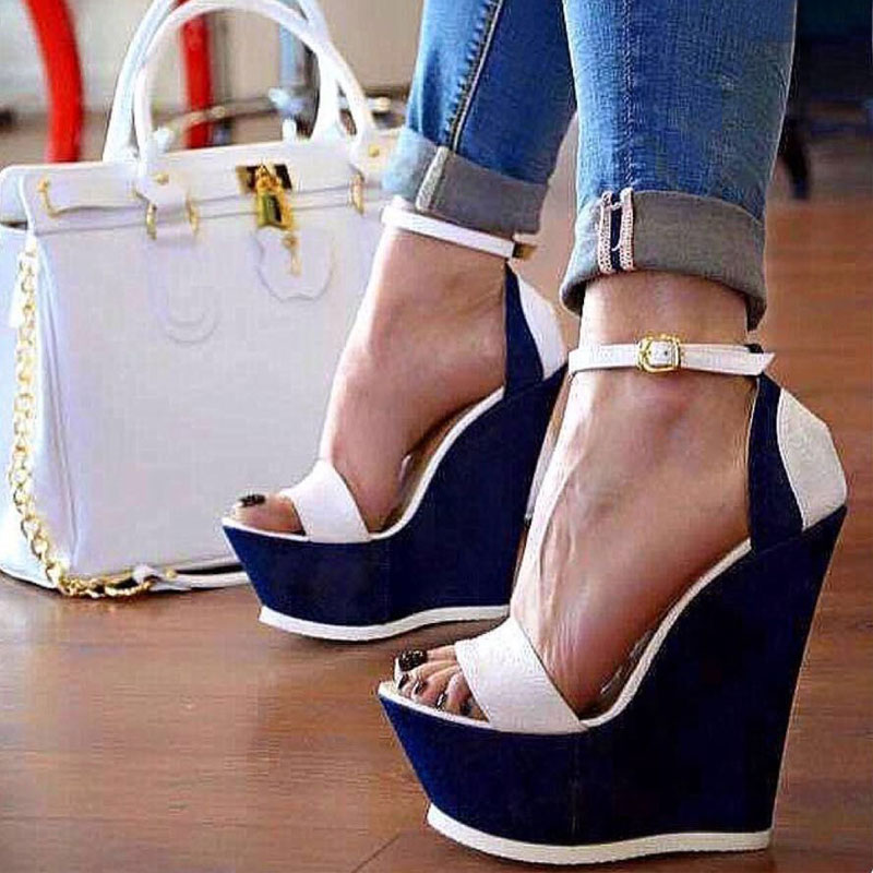 

Sandals Summer Women Wedges Ladies Platform High Heels Fashion Open Toe Ankle Strap Gladiator Shoes Zapatos Mujer, White