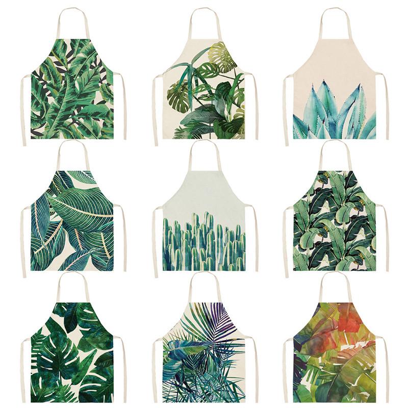 

Women Men Aprons Tropical Monstera Flower Cotton Linen Aprons for Kitchen Home Cooking Baking Cleaning Accessories WQ08