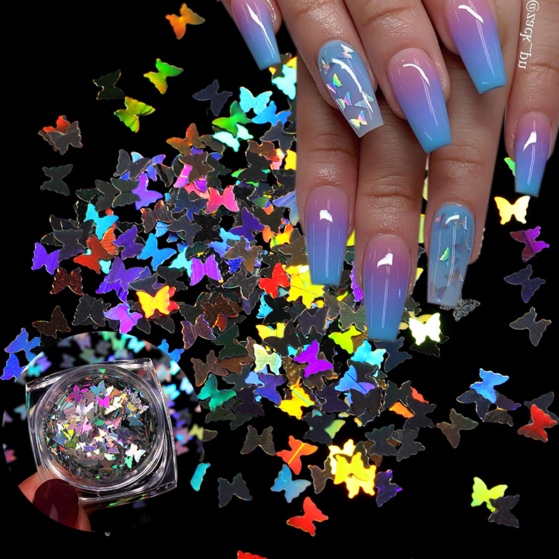 

1 Bag Nail Sequins Butterfly Design 3D Glitter Colorful Nail Flakes Holographics Palliette Spangle Decoration Art Sticker