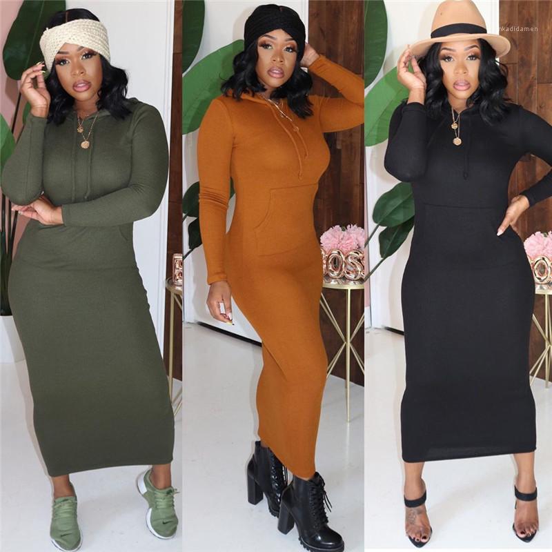 

Printed Big Pocket pencil Dress Casual Street Style Female Clothing Autumn Ladies Designer Dress Solid Color, Army green